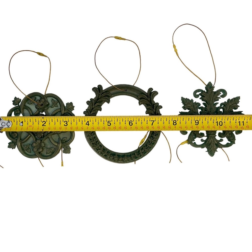 10pc Handmade Green Mica Baroque Architectural Salvage Style Christmas Ornaments - Picture 5 of 16